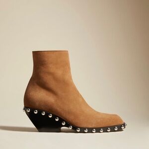 Khaite Hooper Suede Studded Ankle Boots in Cognac - Size 36